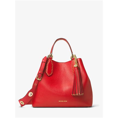 michael kors bag red handle|Michael Kors red shoulder bag.